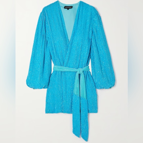 Retrofete Gabrielle 👗 Robe Wrap Dress 🩵 BLUE XS (rare color) stunning 🤩 - Picture 3 of 9